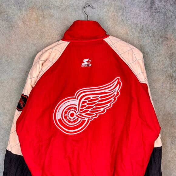 VTG 90s Detroit Red Wings Starter Jacket Mens Sz XL Red NHL Hockey Puffer Sports - Picture 4 of 10